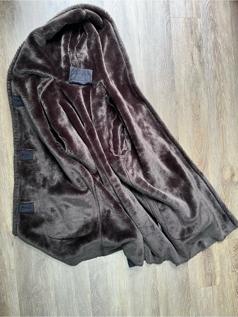 Jones New York Black Hooded Shearling-Trim Pea Coat
